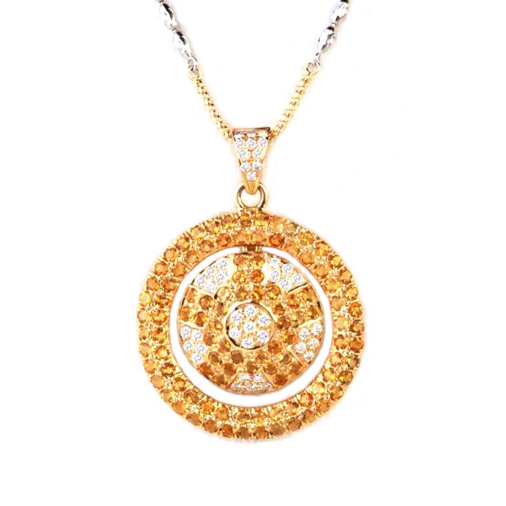 18K Yellow Gold Gold Diamond,Citrine Pendants for women