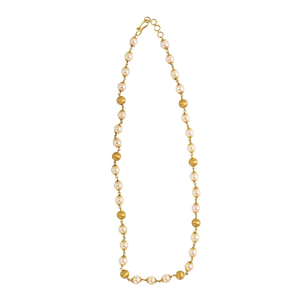 18K Yellow Gold Gold Cultured Baroque Pearl Chain for women