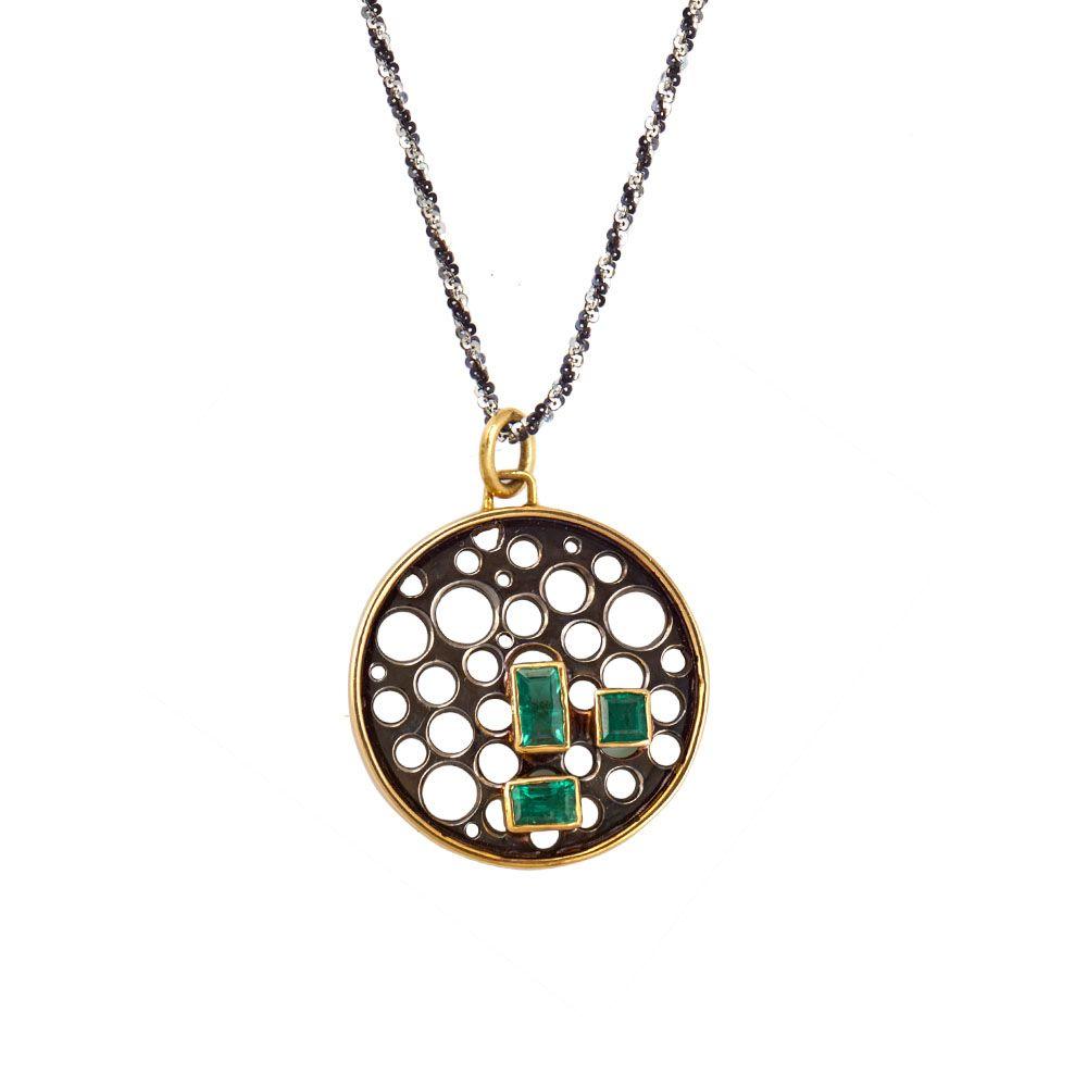 18K Yellow Gold,925 Sterling Silver Silver,Gold Emerald Pendants for women