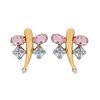 18K Yellow Gold Gold Pink Tourmaline,Blue Topaz,Diamond,Tourmaline Earrings for women image 1