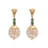 18K Yellow Gold Gold Emerald,Mother Of Pearl Earrings for women image 1