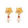 18K Yellow Gold Gold Mother Of Pearl,Pearl,Coral Earrings for women image 1