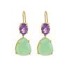 18K Yellow Gold Gold Amethyst,Chrysophase Earrings for women image 1