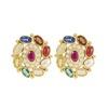 18K Yellow Gold Gold Navratna Stones,Diamond Earrings for women image 1