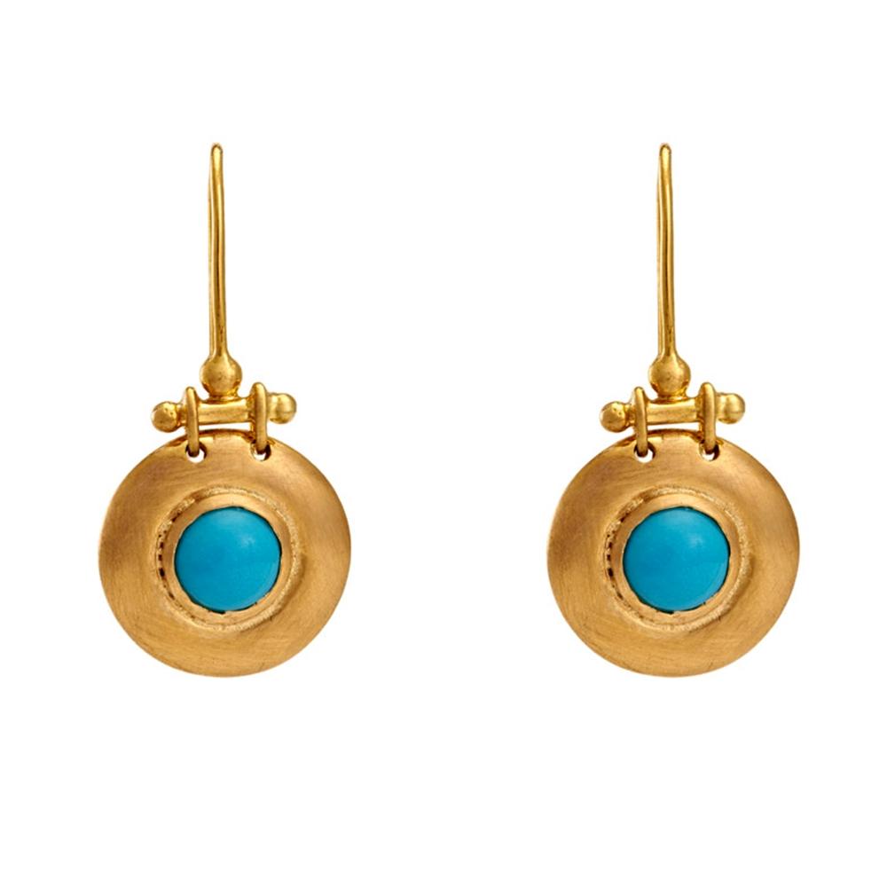 18K Yellow Gold Gold Turquoise Earrings for women