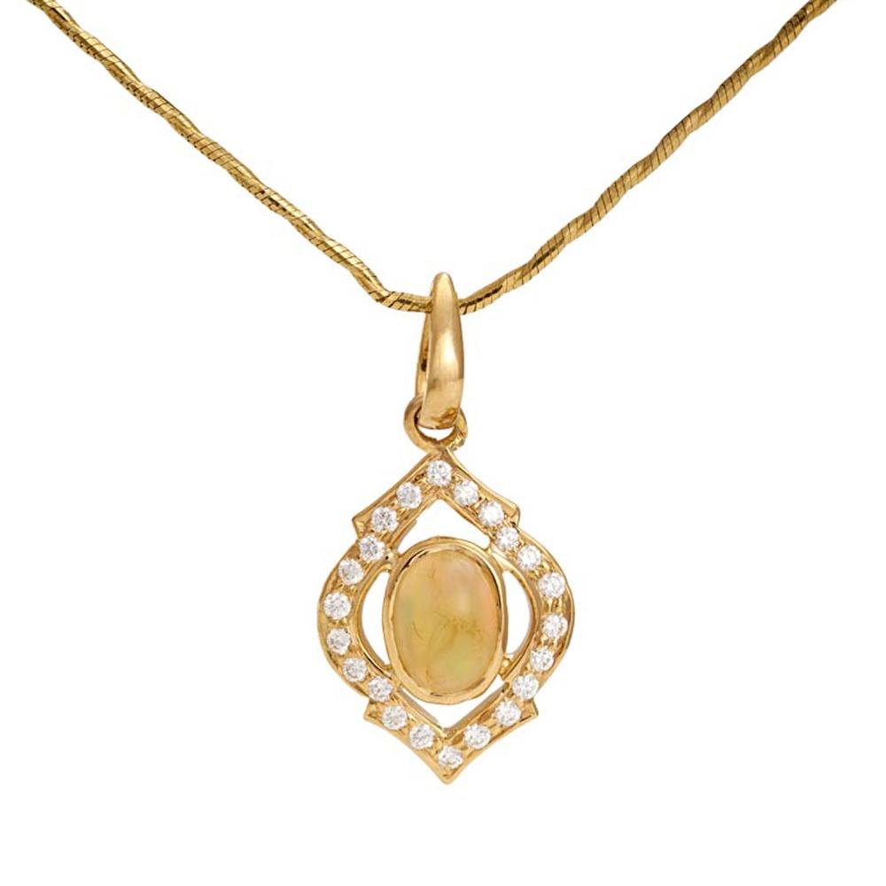 18K Yellow Gold Gold Opal,Diamond Pendants for women