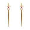 18K Yellow Gold Gold Ruby,Opal Earrings for women image 1