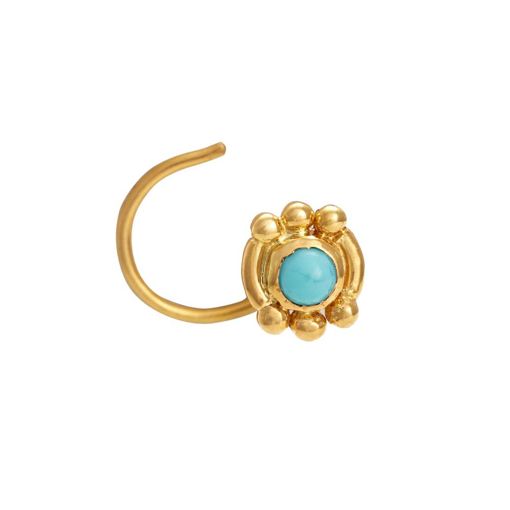 22K Yellow Gold Gold Turquoise Nosepins for women