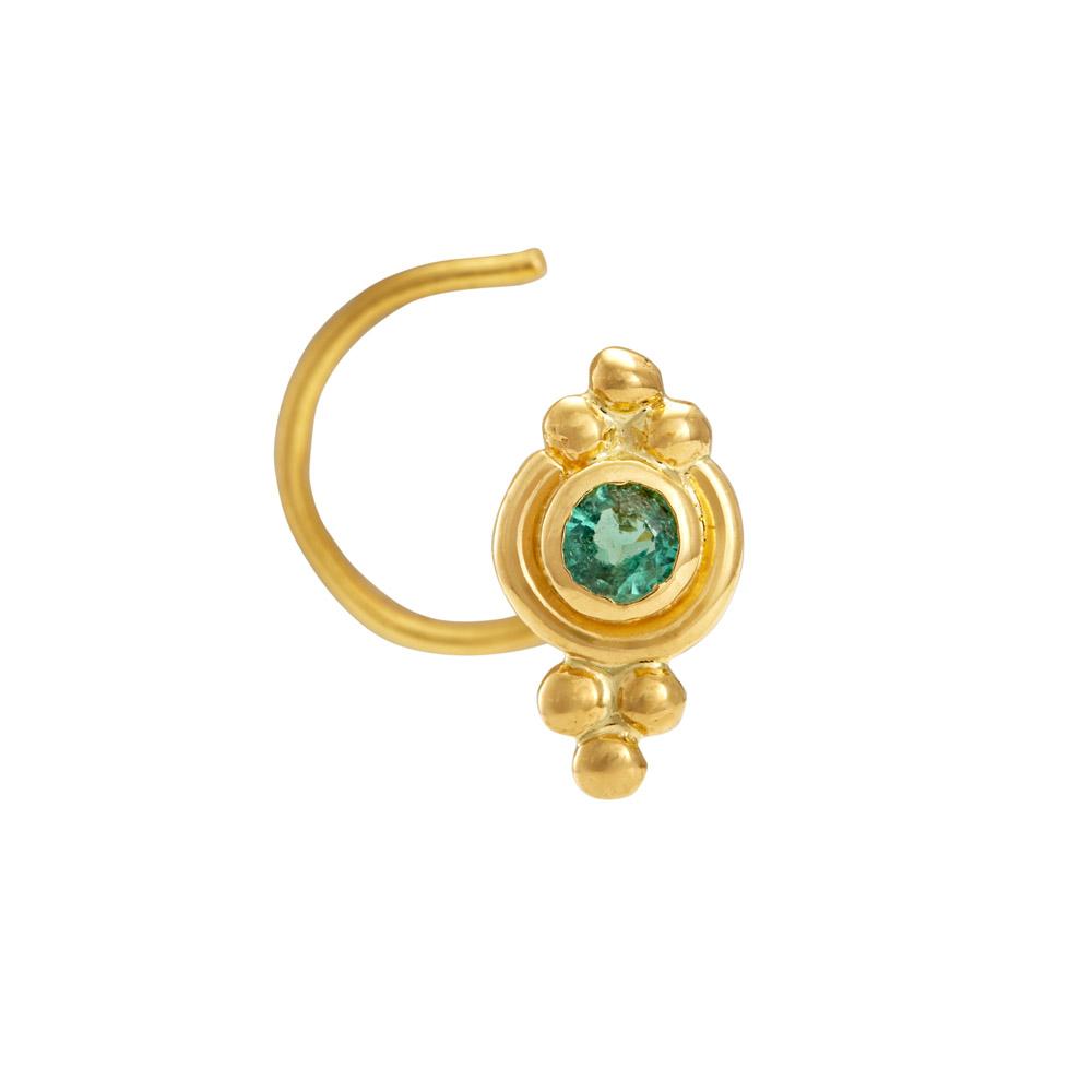 22K Yellow Gold Gold Emerald Nosepins for women
