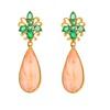 18K Yellow Gold Gold Coral,Emerald Earrings for women image 1