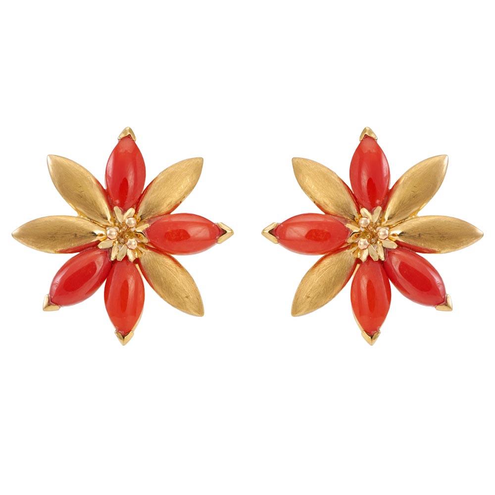 18K Yellow Gold Gold Coral Earrings for women