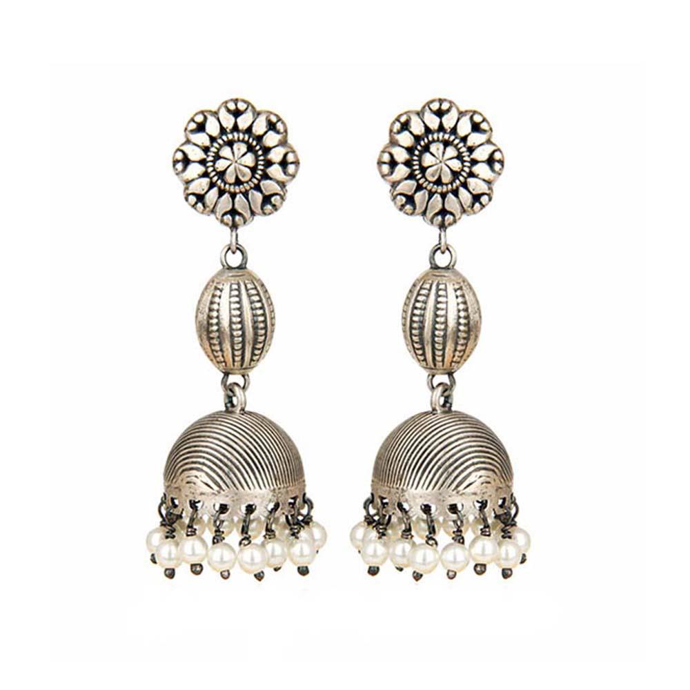 925 Sterling Silver Silver Synthetic Pearl Jhumki for women