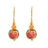 18K Yellow Gold Gold Printed Bead,Coral Earrings for women image 1