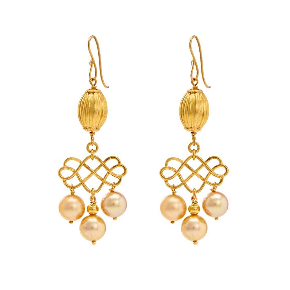 22K Yellow Gold Gold Cultured Freshwater Pearl Earrings for women