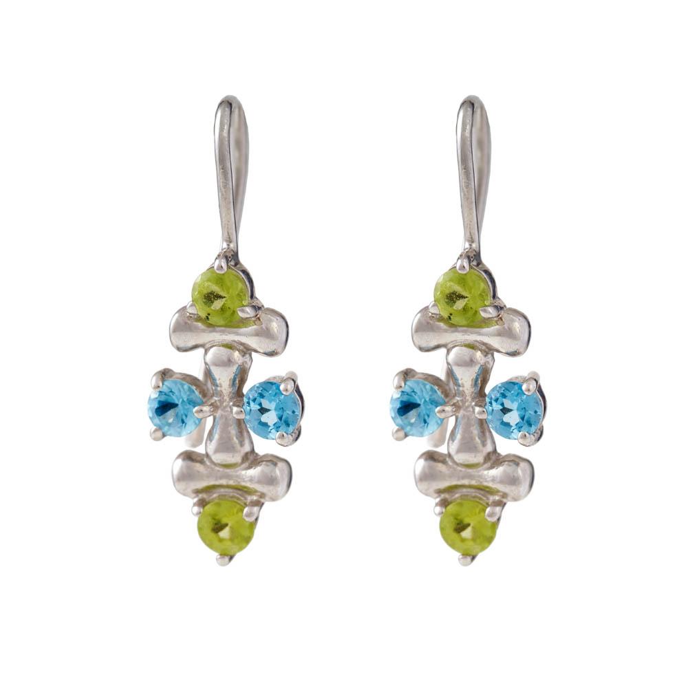 925 Sterling Silver Silver Topaz,Blue Topaz,Peridot Earrings for women
