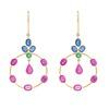 18K Yellow Gold Gold Ruby,Blue Sapphire,Emerald Earrings for women image 1