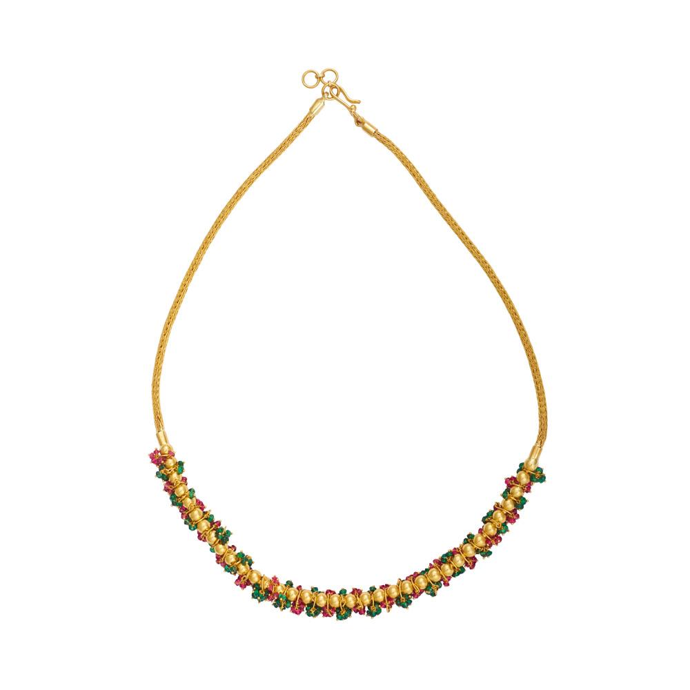 22K Yellow Gold Gold Ruby,Emerald Necklaces for women