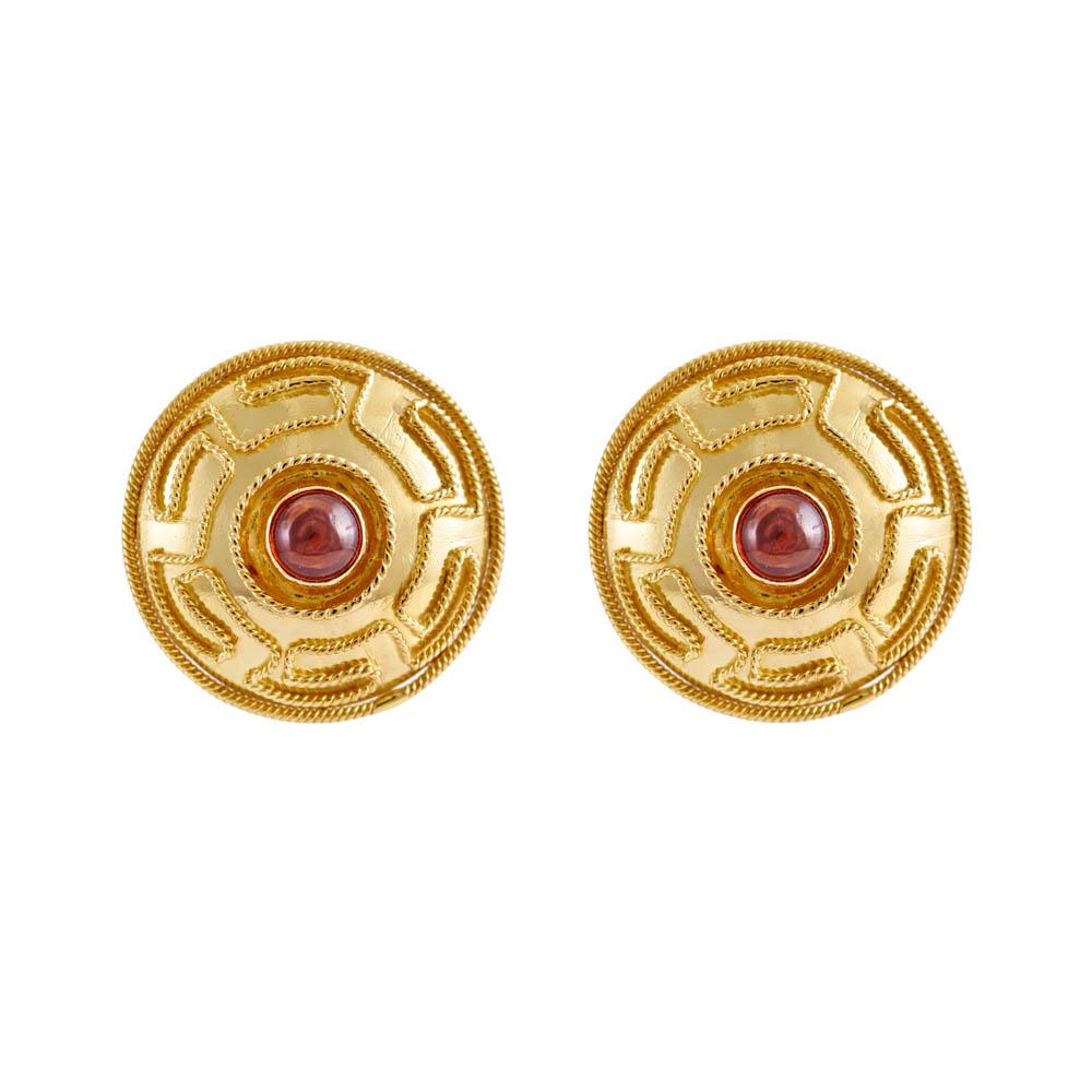 18K Yellow Gold Gold Garnet Earrings for women