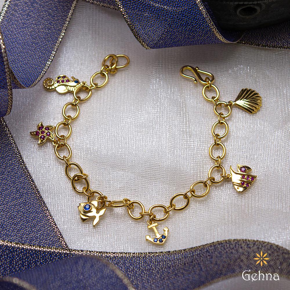 18K Yellow Gold Gold Pink Tourmaline,Blue Sapphire Bracelets for women