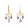 18K Yellow Gold Gold Pink Sapphire,Blue Sapphire Earrings for women image 1
