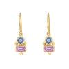 18K Yellow Gold Gold Pink Sapphire,Blue Sapphire Earrings for women image 1