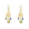 18K Yellow Gold Gold Peridot,Blue Sapphire,Diamond Earrings for women image 1