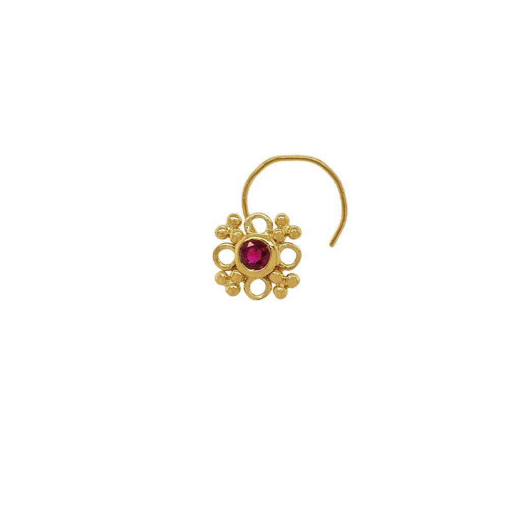 22K Yellow Gold Gold Ruby Nosepins for women