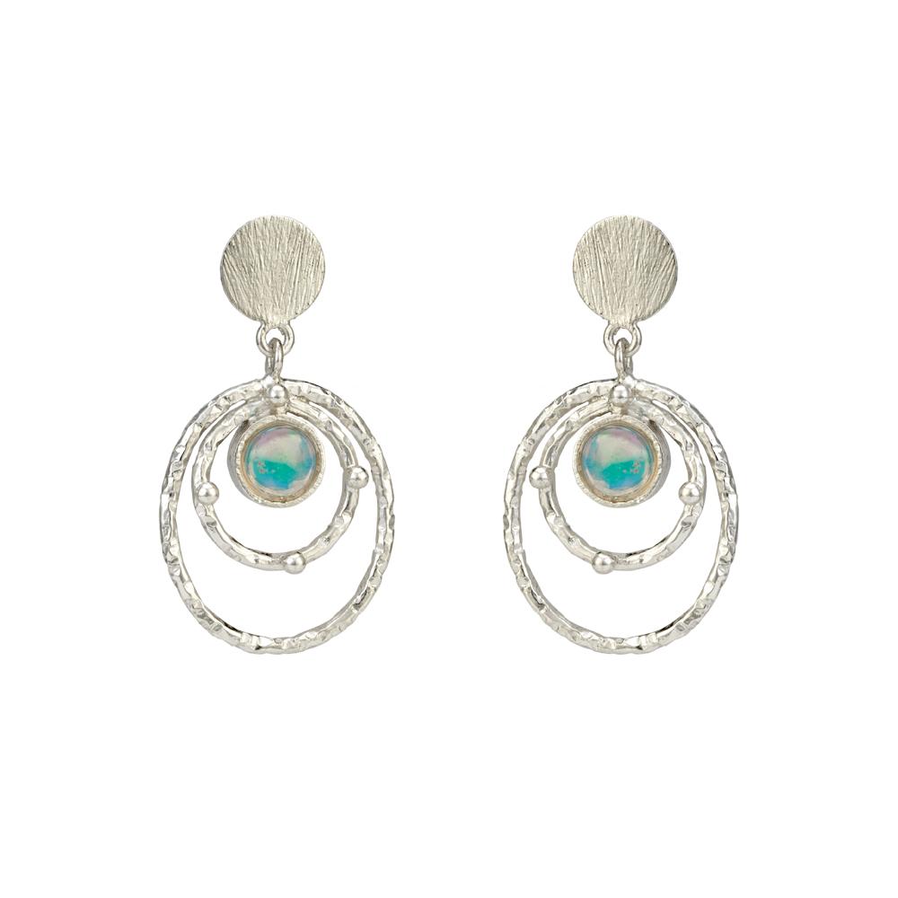 925 Sterling Silver Silver Opal Earrings for women