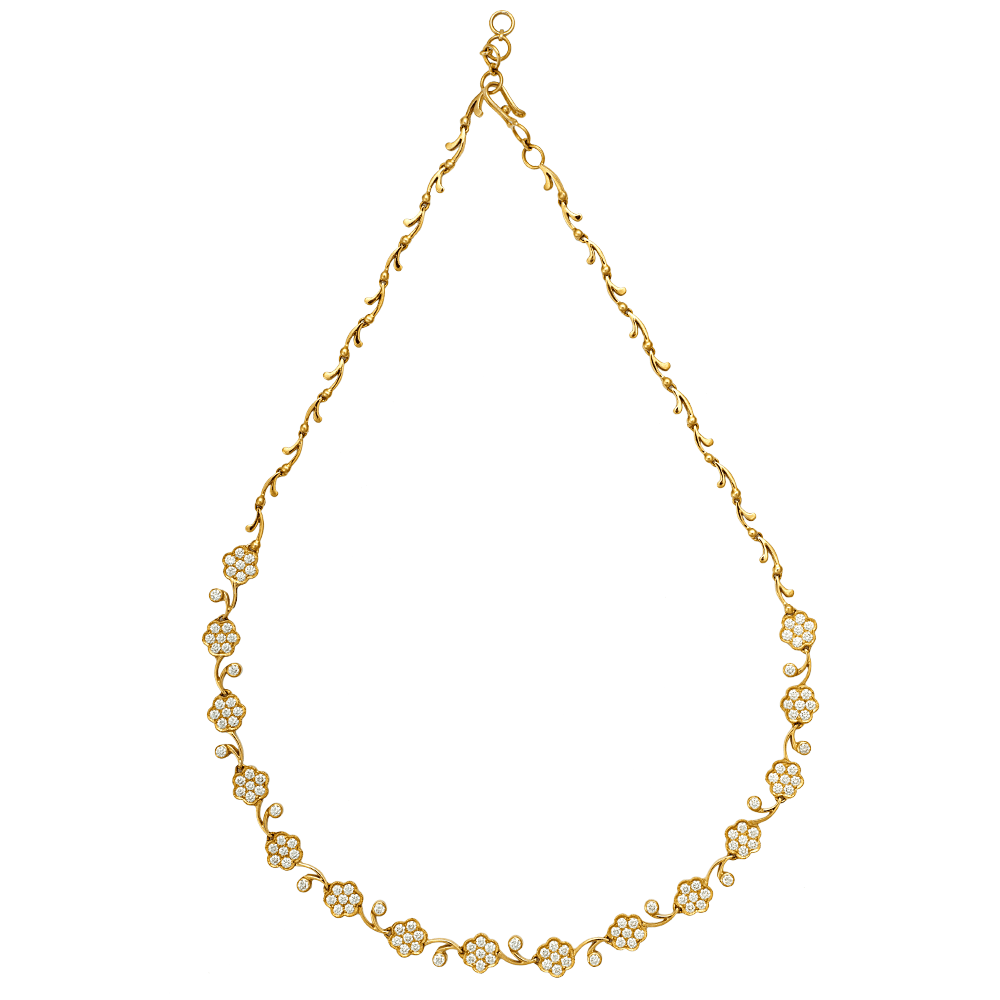 18K Yellow Gold Gold Diamond Necklaces for women