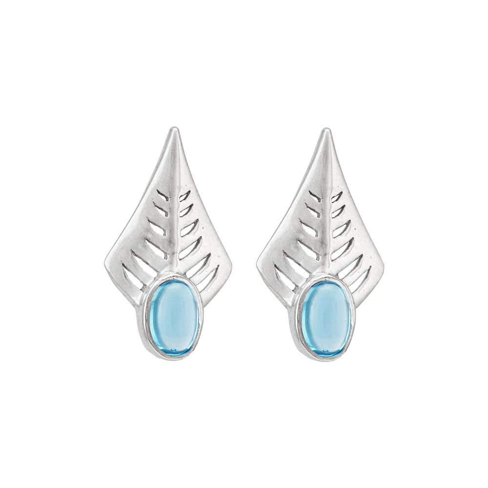 925 Sterling Silver Silver Blue Topaz Earrings for women
