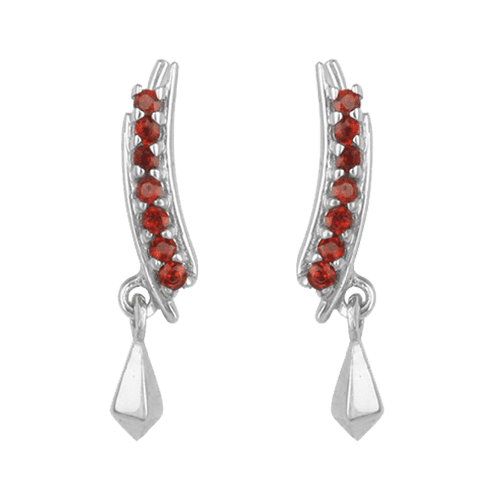 925 Sterling Silver Silver Garnet Earrings for women