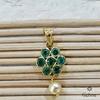 18K Yellow Gold Gold Cultured Freshwater Pearl,Emerald Pendants for women image 1