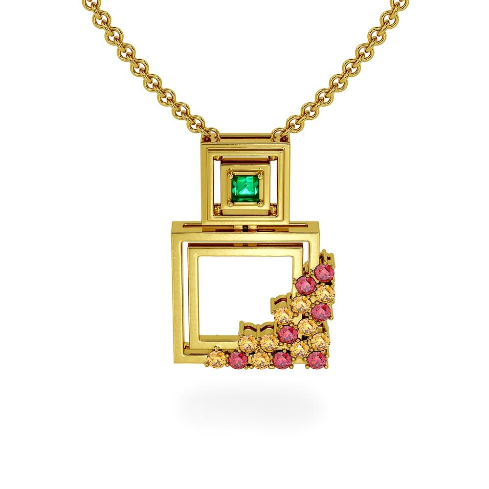 18K Yellow Gold Gold Yellow Sapphire,Pink Sapphire,Emerald Pendants for women