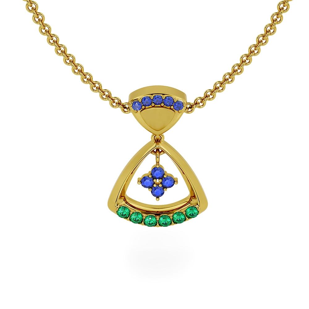 18K Yellow Gold Gold Blue Sapphire,Emerald Pendants for women