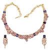 18K Yellow Gold Gold Pink Sapphire,Tanzanite,Diamond Necklace Set for women image 1