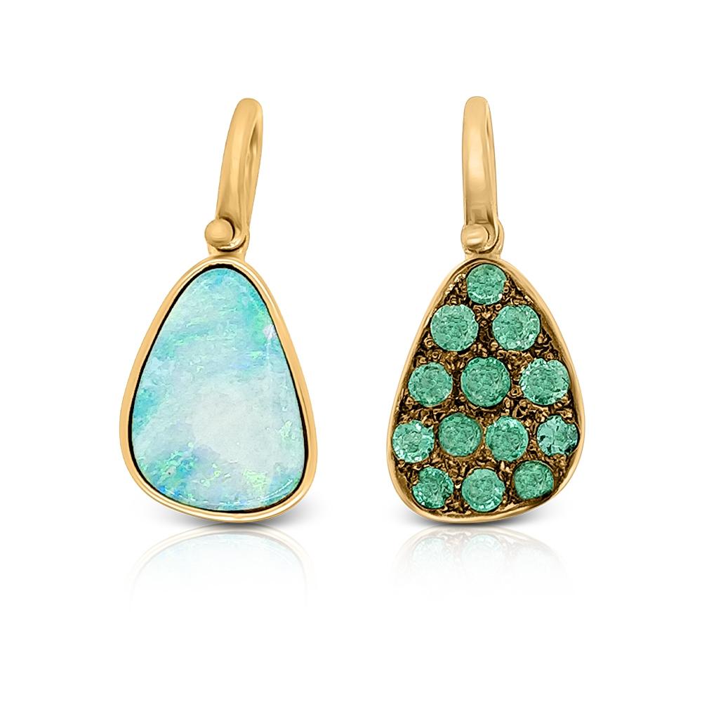 18K Yellow Gold Gold Opal,Emerald Pendants for women