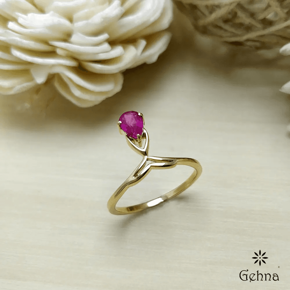 18K Yellow Gold Gold Ruby Rings for women