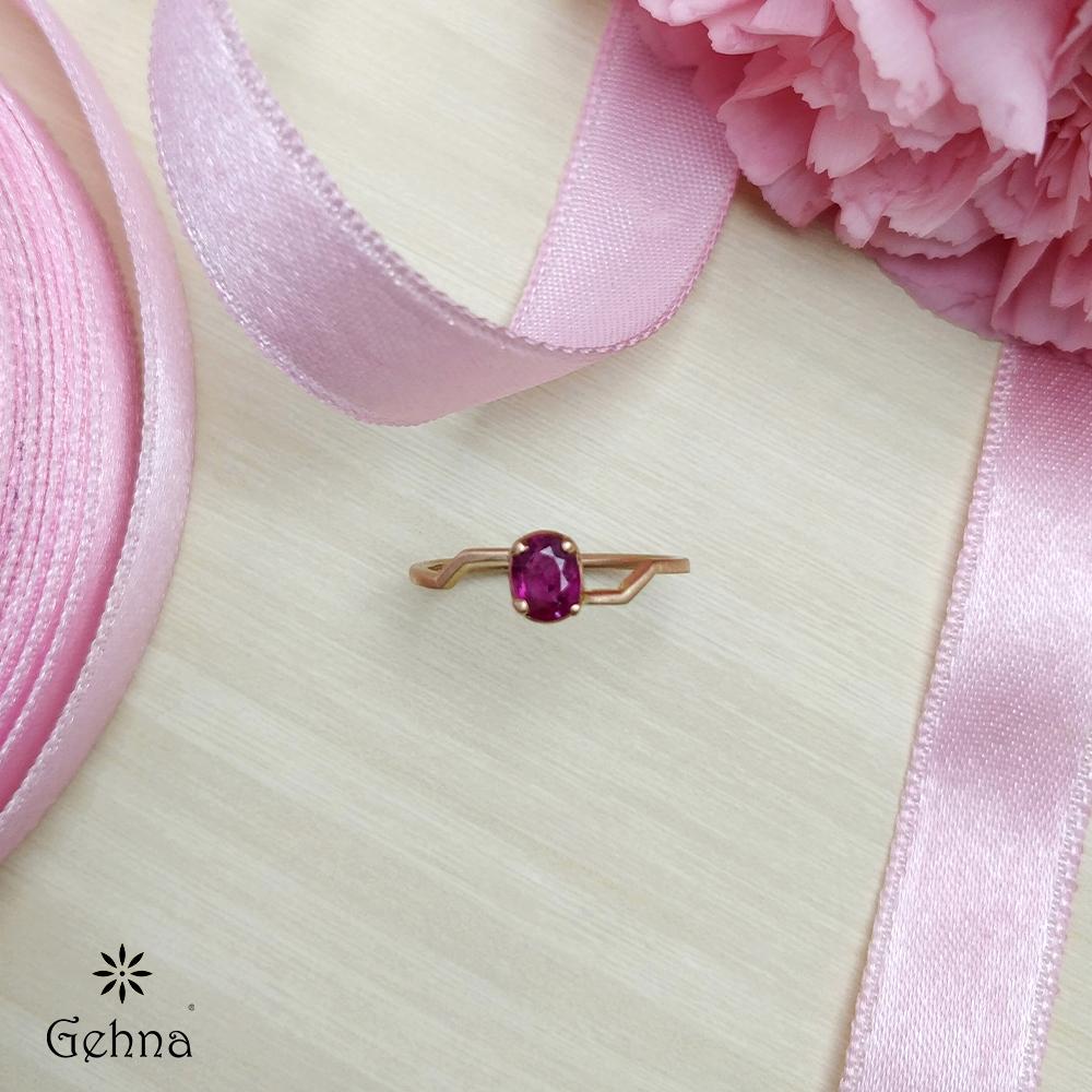 18K Rose Gold Pink Gold Ruby Rings for women
