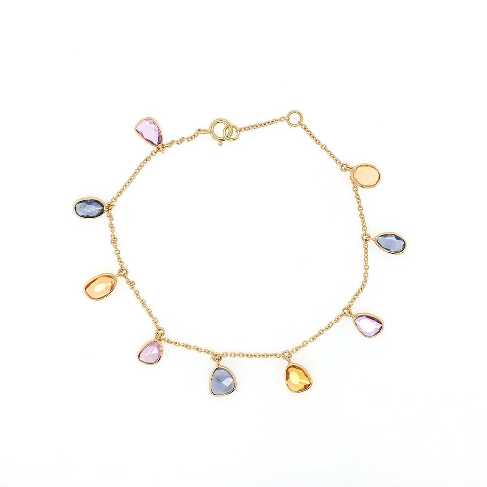 18K Yellow Gold Gold Orange Sapphire,Pink Sapphire,Blue Sapphire Bracelets for women