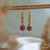 18K Yellow Gold Gold Cultured Freshwater Pearl,Ruby Earrings for women image 1