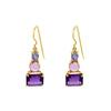 18K Yellow Gold Gold Pink Sapphire,Blue Sapphire,Amethyst Earrings for women image 1