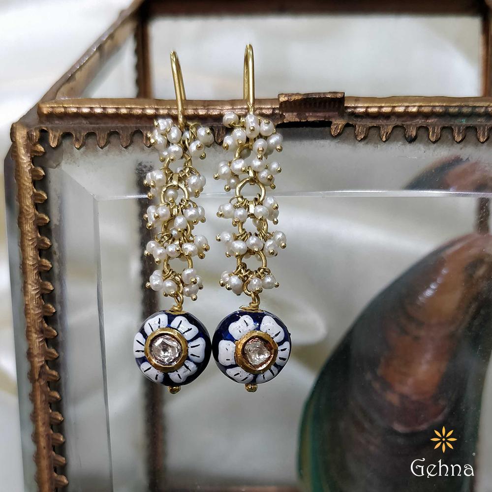 18K Yellow Gold Gold Cultured Freshwater Pearl,Diamond Earrings for women