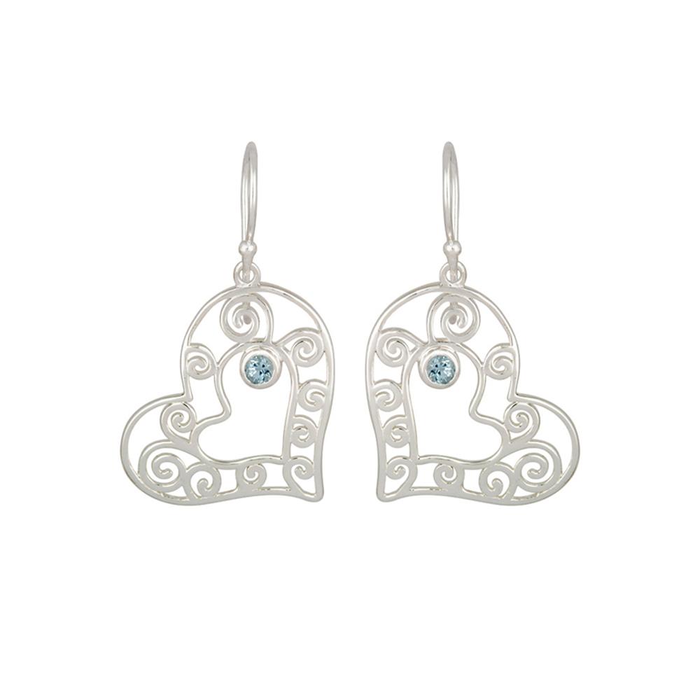 925 Sterling Silver Silver Blue Topaz Earrings for women