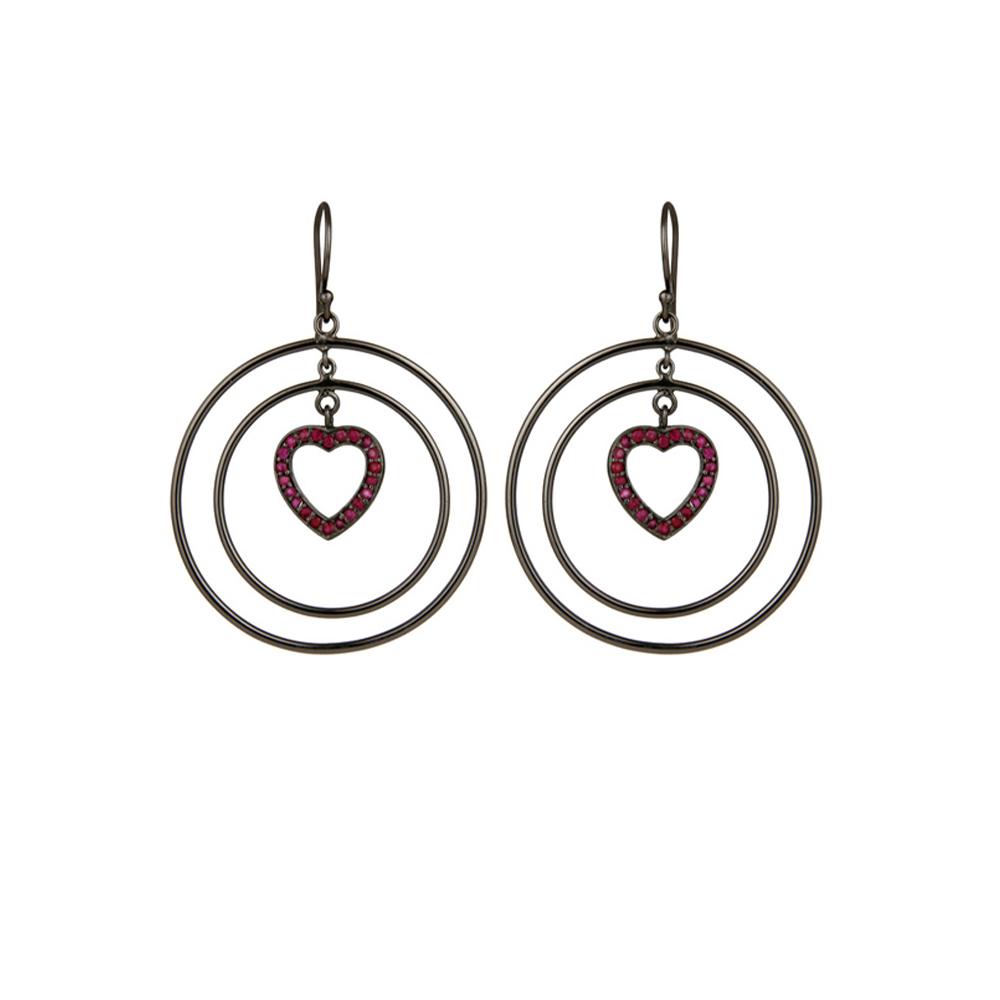 925 Sterling Silver Silver Ruby Earrings for women