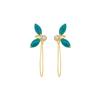 18K Yellow Gold Gold Cultured Button Pearl,Turquoise Earrings for women image 1
