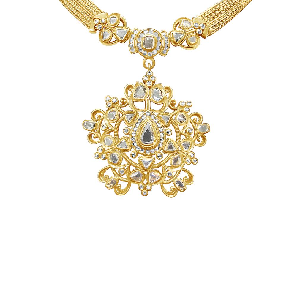 22K Yellow Gold Gold Diamond,Uncut Diamond Pendants for women