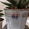 18K Yellow Gold Gold Pink Sapphire,Tanzanite Earrings for women image 1