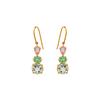 18K Yellow Gold Gold Pink Sapphire,Aquamarine,Emerald Earrings for women image 1