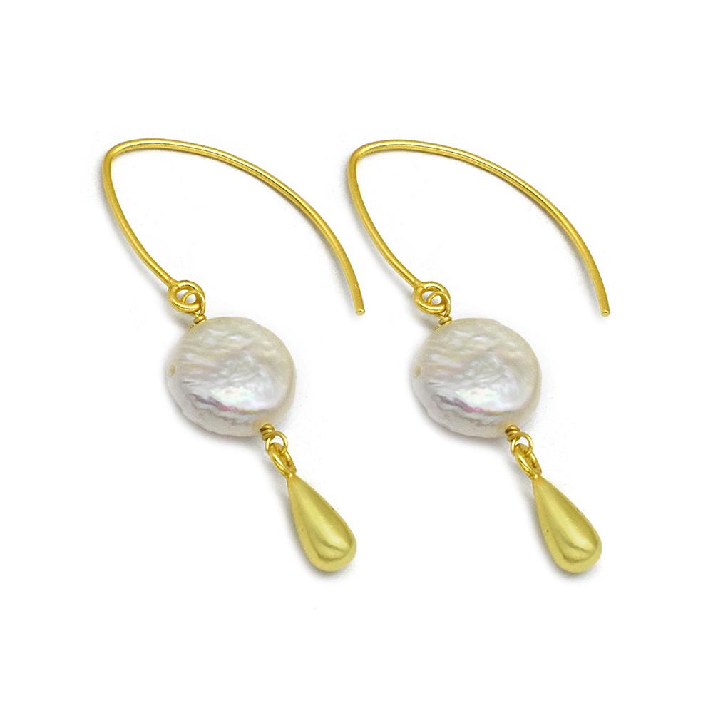 925 Sterling Silver Silver Synthetic Pearl Earrings for women