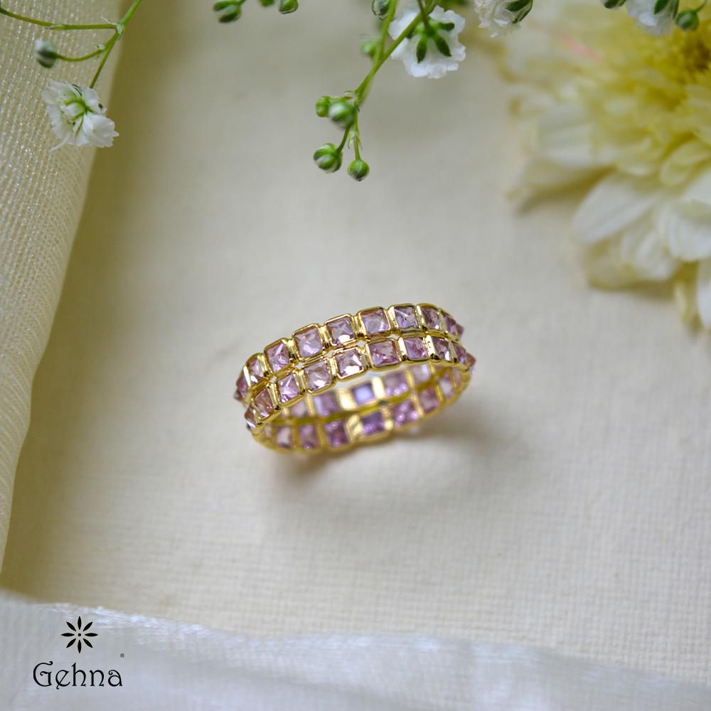 18K Yellow Gold Gold Pink Sapphire Rings for women